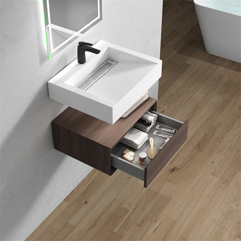 Alysa 24" Wall Mounted Bathroom Vanity with Acrylic Integrated Sink Top