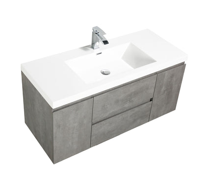 Angela 48" Wall Mounted Bathroom Vanity with Acrylic Integrated Sink Top