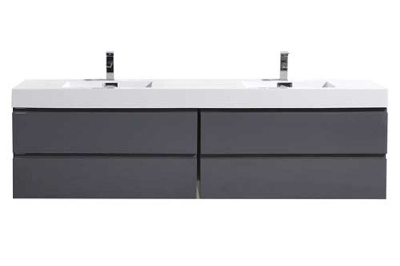 Fortune 84" Wall Mounted Bathroom Vanity with Acrylic Integrated Sink Top