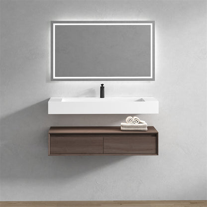 Alysa 60" Wall Mounted Bathroom Vanity with Acrylic Sink/Single Faucet Hole