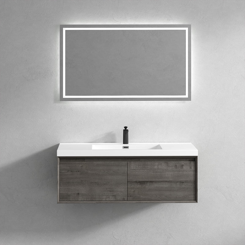 Bella 48" Wall Mounted Bathroom Vanity with Acrylic Integrated Sink Top