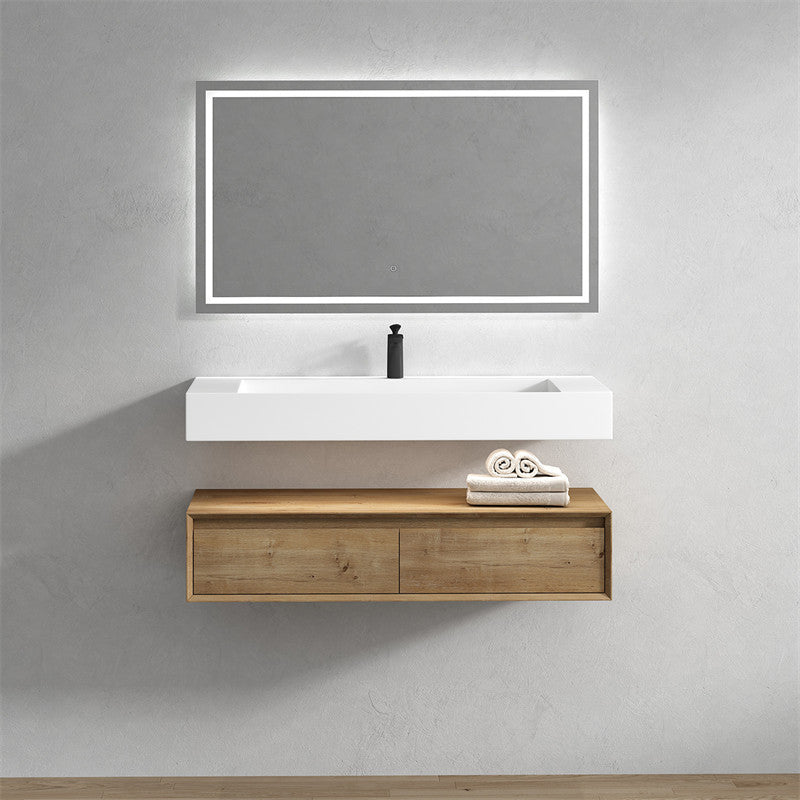 Alysa 60" Wall Mounted Bathroom Vanity with Acrylic Sink/Single Faucet Hole