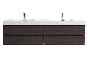 Fortune 80" Wall Mounted Vanity With Double Reinforced Acrylic Sinks