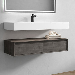 Alysa 60" Wall Mounted Vanity With Acrylic Sink/Single Faucet Hole