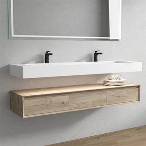 Alysa 72" Wall Mounted Vanity With Acrylic Sink/Double Faucet Hole
