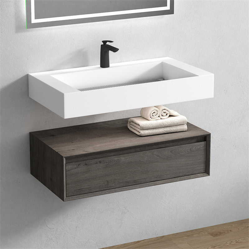 Alysa 36" Wall Mounted Bathroom Vanity with Acrylic Integrated Sink Top