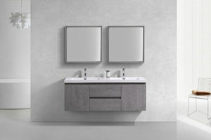 Angel 60" Wall Mounted  Vanity With A Integrated Single Sink / Double Sink