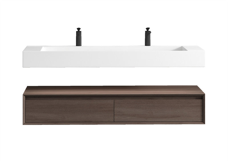 Alysa 60" Wall Mounted Bathroom Vanity with Acrylic Sink/Double Faucet Hole