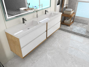 Kingdee 84" Wall Mounted Vanity With Acrylic Top Double Sink