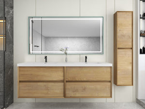 Kingdee 72" Wall Mounted Vanity With Acrylic Top Double Sink