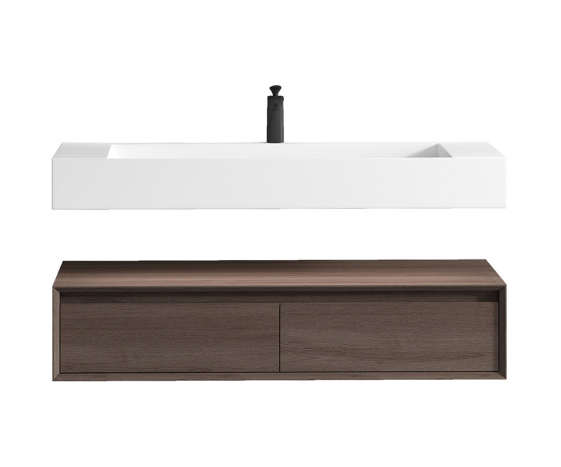 Alysa 60" Wall Mounted Bathroom Vanity with Acrylic Sink/Single Faucet Hole