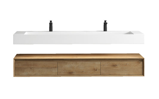 Alysa 72" Wall Mounted Bathroom Vanity with Reinforced Acrylic Integrated Sink Top