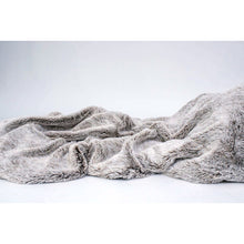Load image into Gallery viewer, Faux Grey Fur With Brown Highlights With Fleece Back Throw Blanket
