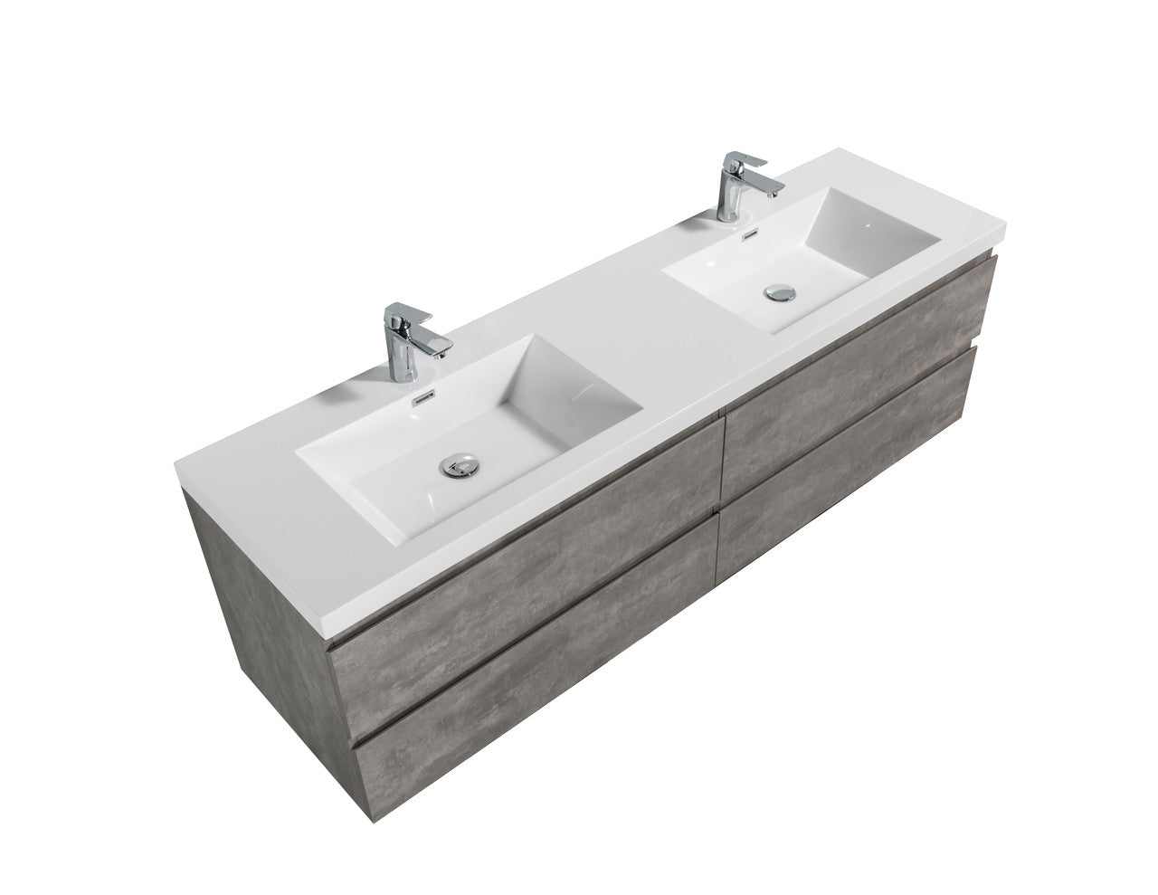 Angel 72" Wall Mounted Bathroom Vanity with Reeinforced Double Acrylic Sink