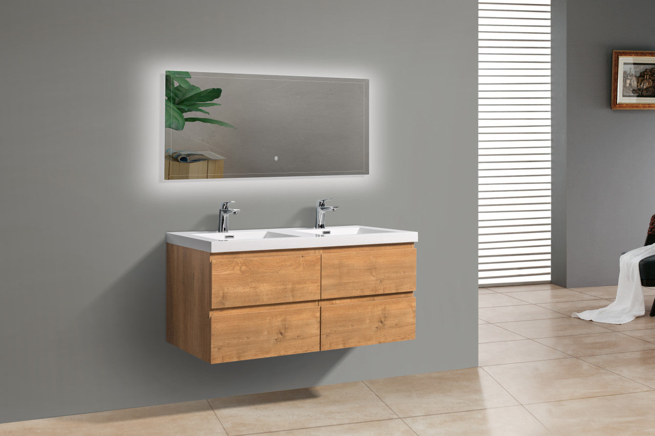 Angela 48" Wall Mounted Bathroom Vanity with Acrylic Integrated Sink Top