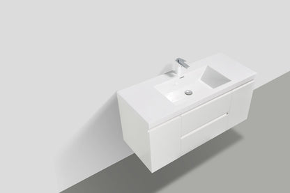 Angela 48" Wall Mounted Bathroom Vanity with Acrylic Integrated Sink Top