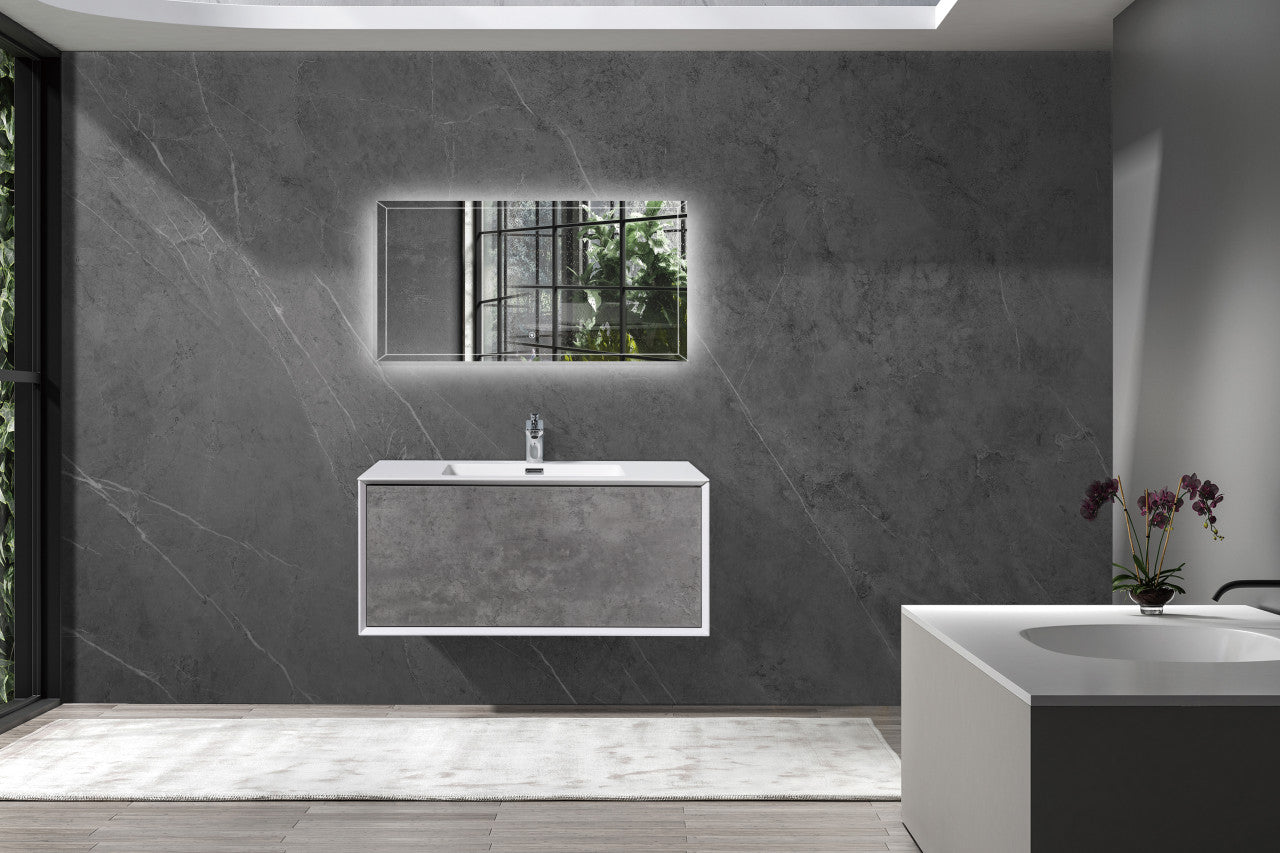 Furla 36" Wall Mounted Bathroom Vanity with White Reinforced Acrylic Sink