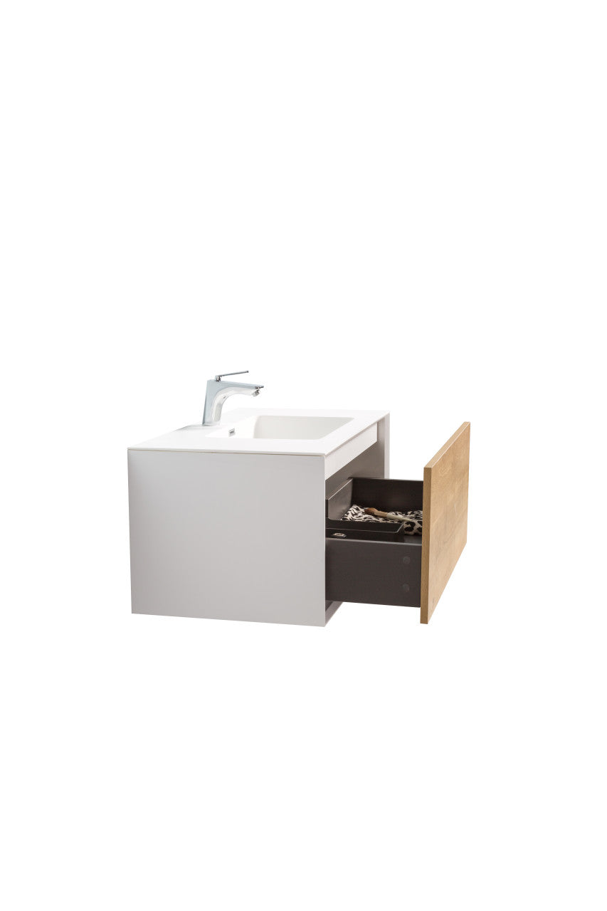 Frula 36" Wall Mounted Bathroom Vanity with Acrylic Integrated Sink Top