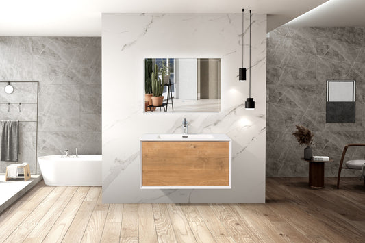 Frula 30" Wall Mounted Bathroom Vanity with Acrylic Integrated Sink Top