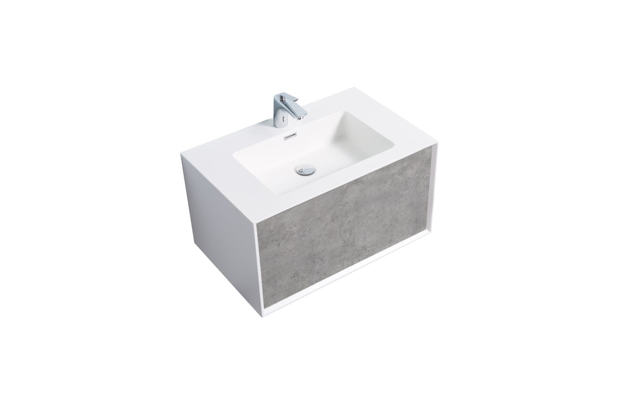 Furla 30" Wall Mounted Bathroom Vanity with White Reinforced Acrylic Sink