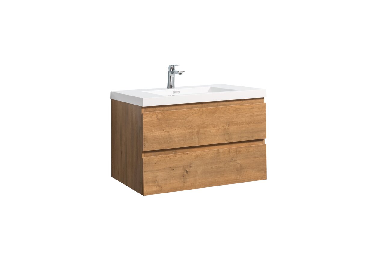 Angela 36" Wall Mounted Bathroom Vanity with Acrylic Integrated Sink Top