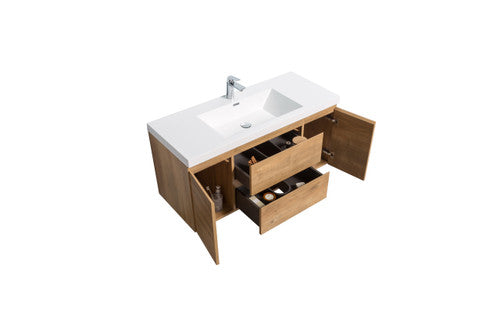 Angela 48" Wall Mounted Bathroom Vanity with Acrylic Integrated Sink Top