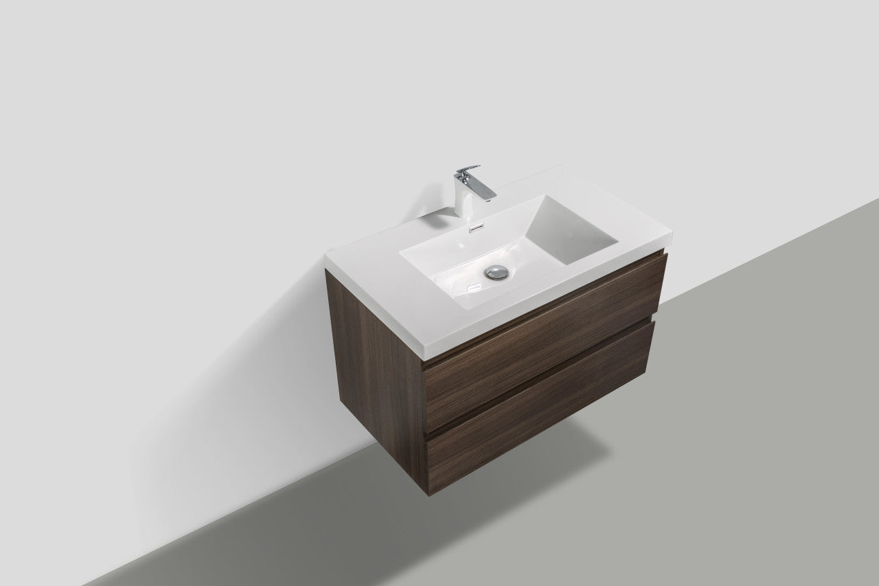 Angela 36" Wall Mounted Bathroom Vanity with Acrylic Integrated Sink Top