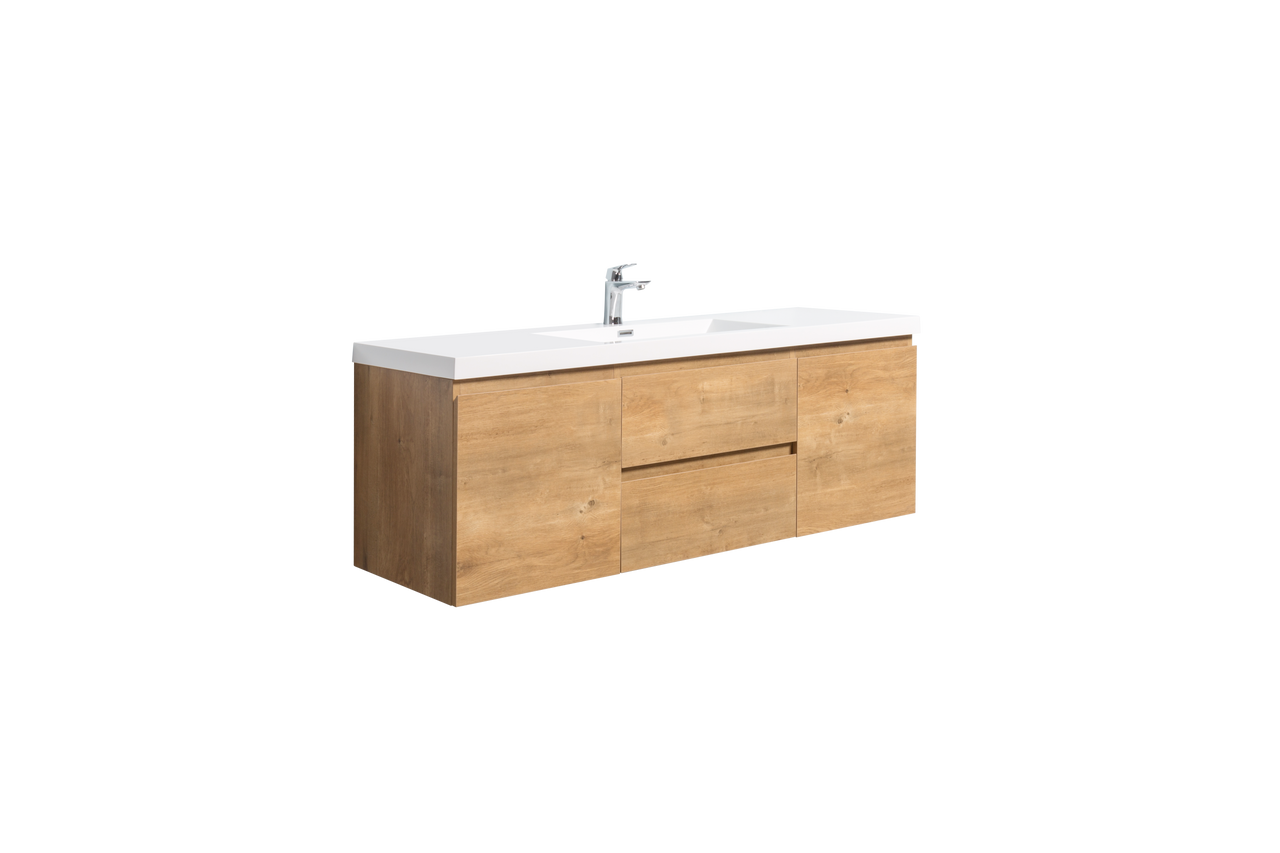 Angel 60" Wall Mounted  Vanity with A Integrated Single Sink / Double Sink