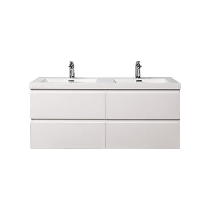 Angela 48" Wall Mounted Bathroom Vanity with Acrylic Integrated Sink Top