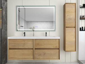 Kingdee 60" Wall Mounted  Vanity With Acrylic Top Double Sink