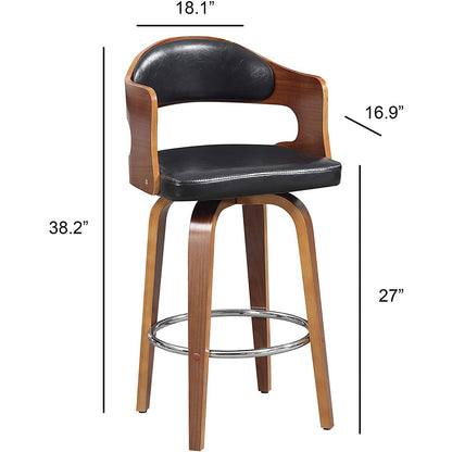 ACBS09 Wood And Faux Leather Swivel Barstool