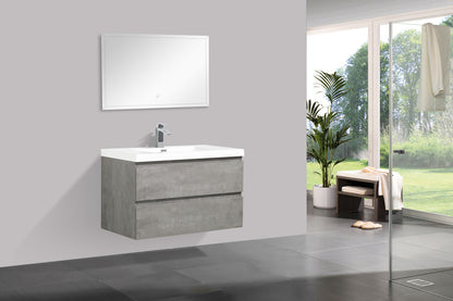 Angela 36" Wall Mounted Bathroom Vanity with Acrylic Integrated Sink Top