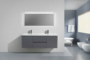 Angel 60" Wall Mounted  Vanity With A Integrated Single Sink / Double Sink