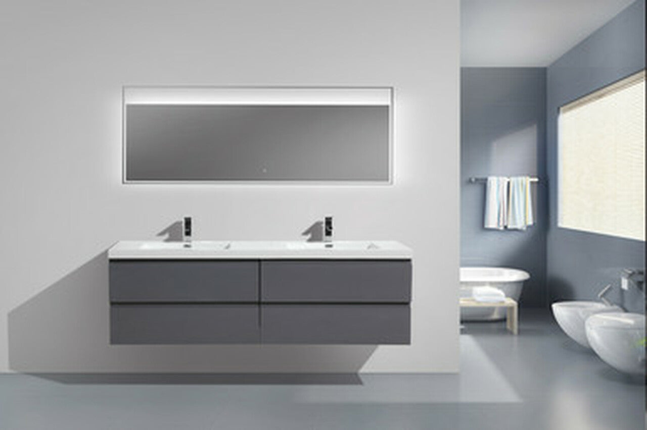 Angel 72" Wall Mounted Bathroom Vanity with Reeinforced Double Acrylic Sink