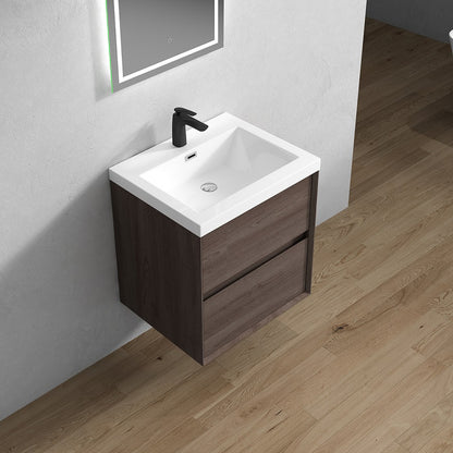 Kingdee 24" Wall Mounted Bathroom Vanity with Acrylic Integrated Sink Top