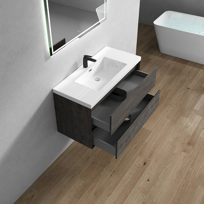 Kingdee 42" Wall Mounted Bathroom Vanity with Acrylic Integrated Sink Top