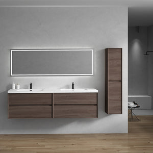 Kingdee 84" Wall Mounted Vanity With Acrylic Top Double Sink