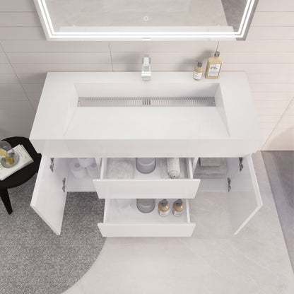 Monterey 48" Wall Mounted Bathroom Vanity with Reinforced Acrylic Sink