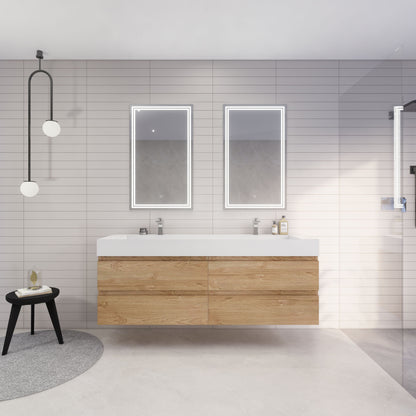 Monterey 72" Wall Mounted Bathroom Vanity with Reinforced Acrylic Sink