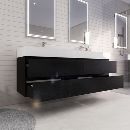 Monterey 72" Wall Mounted Bathroom Vanity with Acrylic Integrated Sink Top