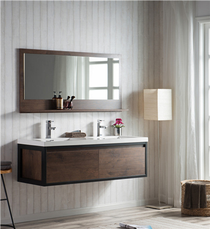 Lake 60" Wall Mounted Bathroom Vanity with Reinforced Acrylic Sink