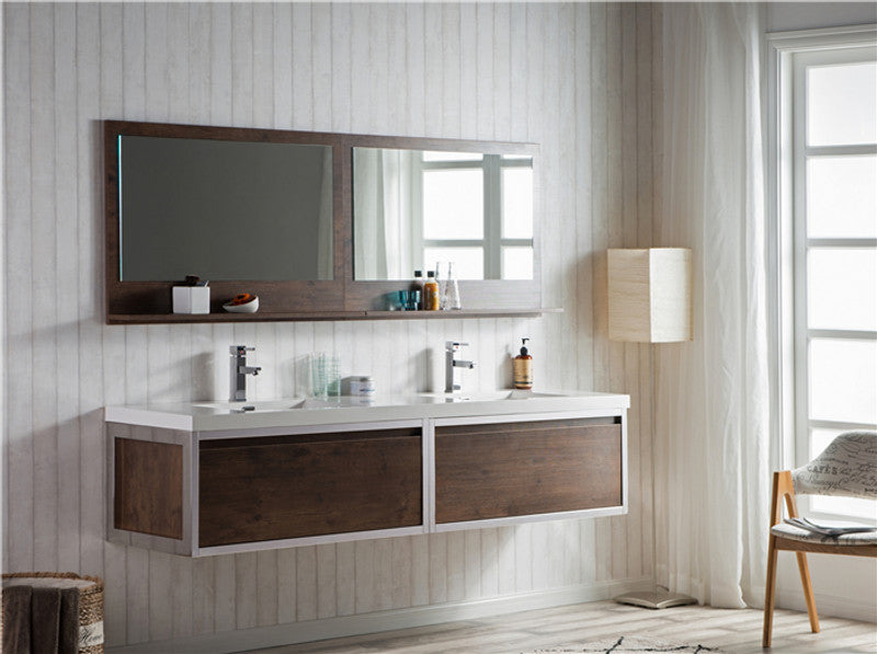 Lake 84" Wall Mounted Bathroom Vanity with Reinforced Acrylic Sink