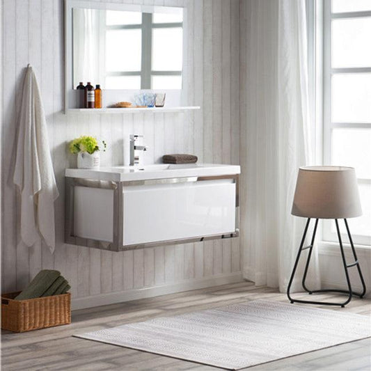 Lake 42" Wall Mounted Bathroom Vanity with Acrylic Integrated Sink Top
