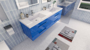 Eloise 72" Wall Mounted Vanity With Reinforced Acrylic Sink