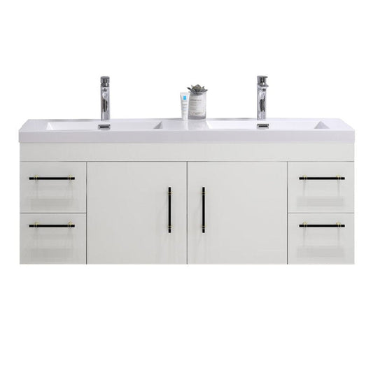 Elsa 60" Wall Mounted Bathroom Vanity with Reinforced Acrylic Integrated Sink Top