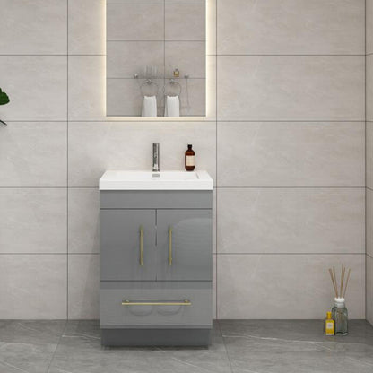 Elsa 24" Freestanding Bathroom Vanity with Acrylic Integrated Sink Top