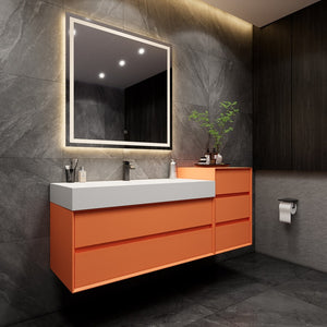 Max 68" Wall Mounted Vanity With Acrylic Sink W/Small Side Cabinet