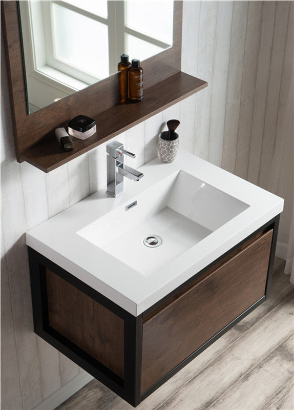 Lake 30" Wall Mounted Bathroom Vanity with Reinforced Acrylic Sink