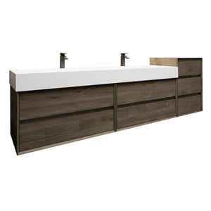 Max 104" Wall Mounted Vanity With Acrylic Sink W/Small Side Cabinet