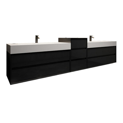 Max 116" Wall Mounted Bathroom Vanity with Acrylic Sink with Small Side Cabinet